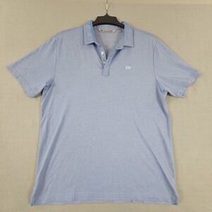 TravisMathew Mens XL Blue Textured Performance Golf Polo